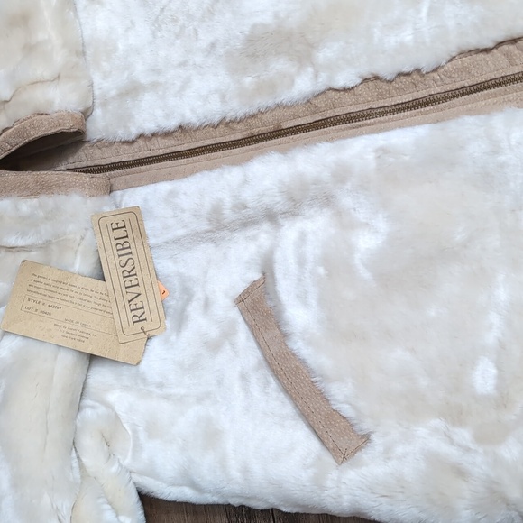 NWT Vintage Deadstock Winlit Leather Reversible Jacket Large In Tan Faux Fur - Picture 11 of 13